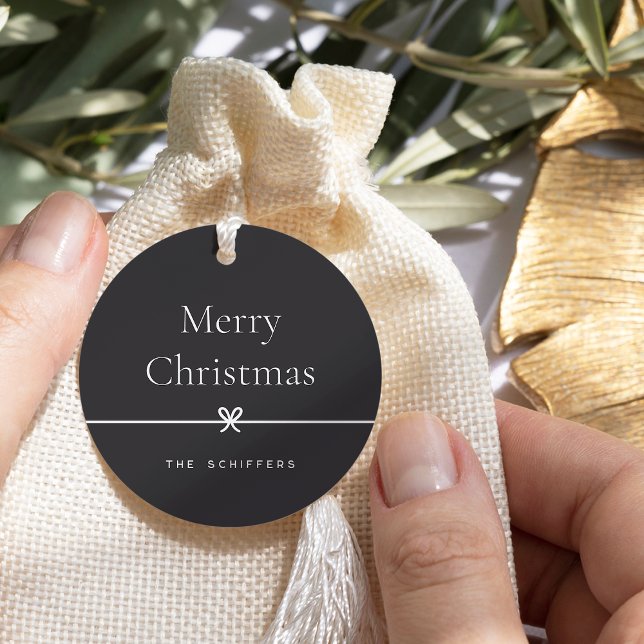 Asche | Modern Bow Einfache Minimale Weihnachtsges Geschenkanhänger (Von Creator hochgeladen)