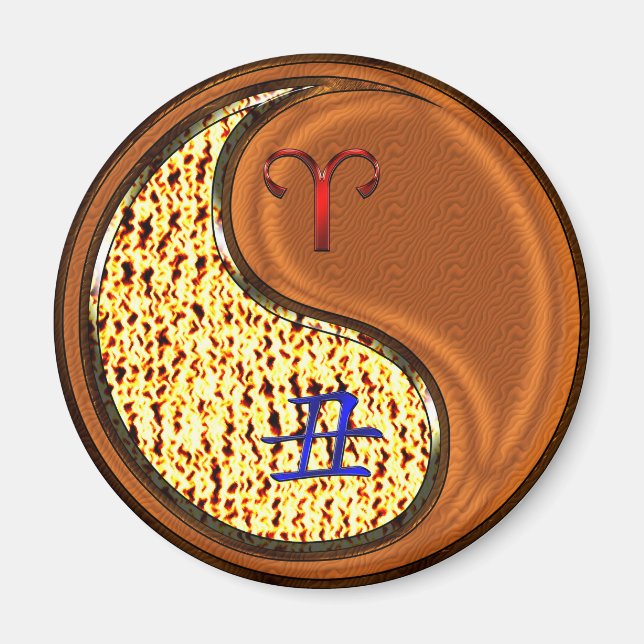 Äsche und Holzochsen Magnet (Vorne)