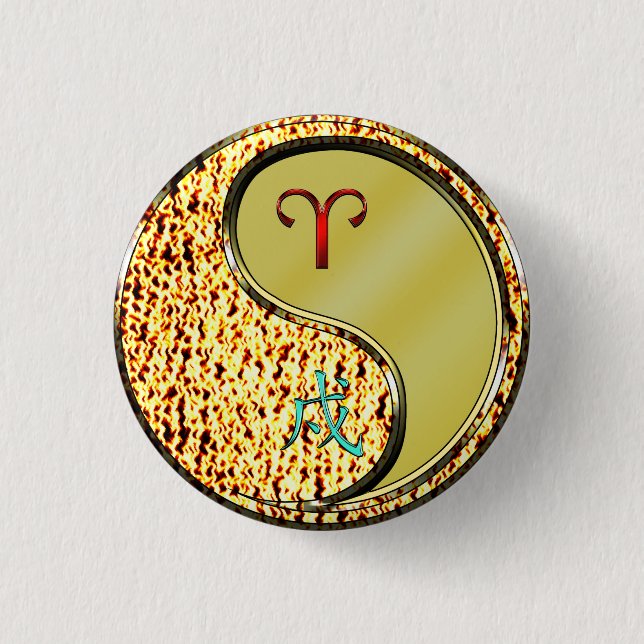 Äsche und Metallhund Button (Vorderseite)