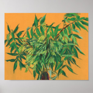 Aschenbaum, grüngelbe Sommergärten, Blumenkunst Poster