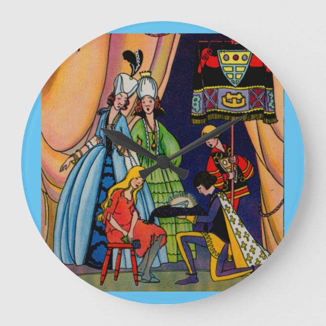 Aschenputtel, der Prinz und der Scheiber Große Wanduhr (Vorderseite)