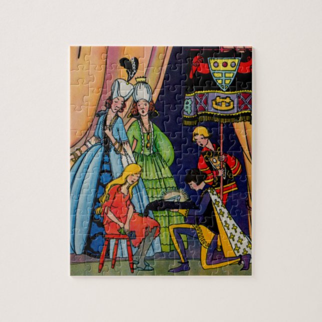 Aschenputtel, der Prinz und die Scheibe Puzzle (Vertikal)