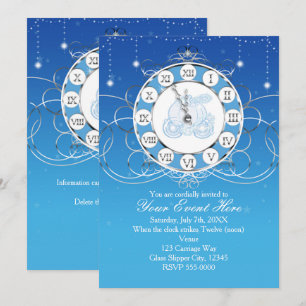 Aschenputtel Fast Mitternacht Silber Blau Einladun Einladung