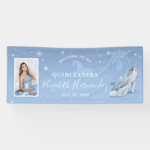 Aschenputtel Hellblauer Quinceanera Foto Geburtsta Banner