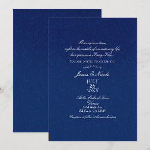 Aschenputtel Navy Blau Elegante Storybook Hochzeit Einladung