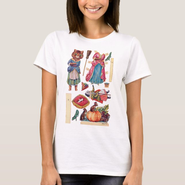 Aschenputtel, Papierpuppe, Louis Wain T-Shirt (Vorderseite)