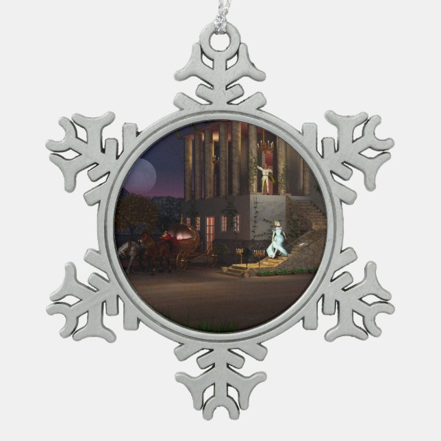 Aschenputtel Schneeflocken Zinn-Ornament (Vorderseite)