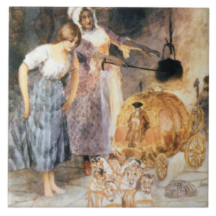 Aschenputtel und Fairy Godmutter sq Fliese
