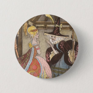 Aschenputtel und gute Fee, Vintage Märchen Button