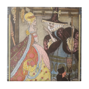 Aschenputtel und gute Fee, Vintage Märchen Fliese