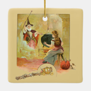 Aschenputtel und ihre Fee Tante Keramikornament
