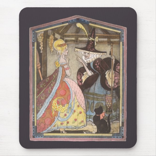 Aschenputtel und Märtyrerin, Vintage Märchen Mousepad (Vorne)