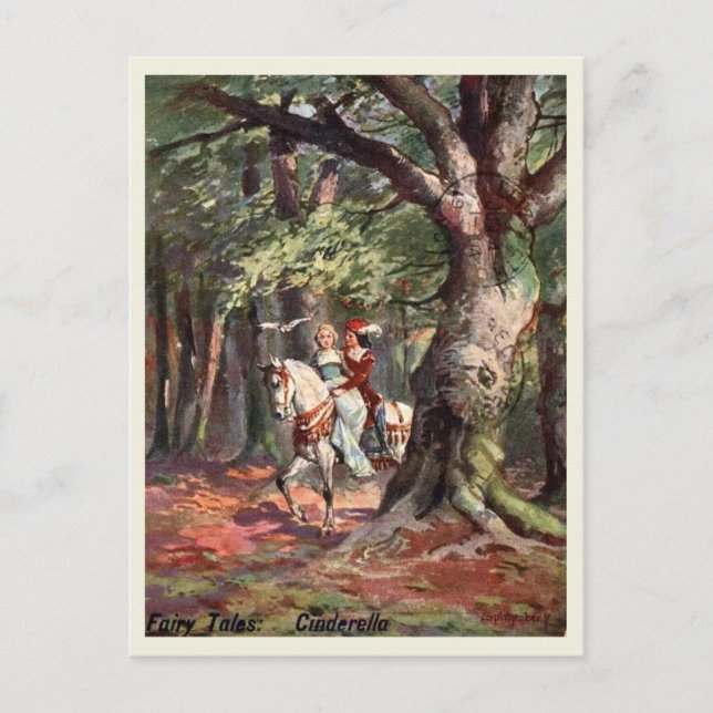 Aschenputtel und Prinz, 1907, Vintager Stil Postkarte (Vorderseite)