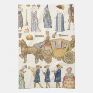 Aschenputtel, Vintage viktorianische Papierspielze Geschirrtuch