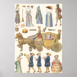 Aschenputtel, Vintage viktorianische Papierspielze Poster