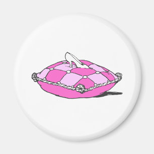 Aschenschuhs Pantoffel auf rosa Kissen Vintage-Kun Magnet