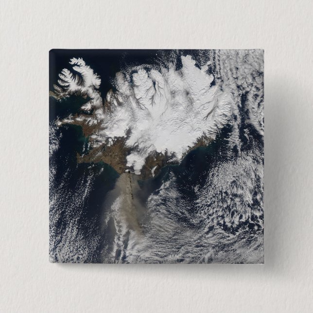 Aschewolke vom Vulkan Eyjafjallajokull, Island Button (Vorderseite)