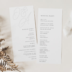 Aschfarben   Script Watermark Monogram Wedding Programm