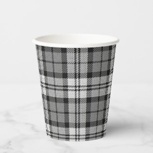 Aschgrau kariert Tartan Pappbecher