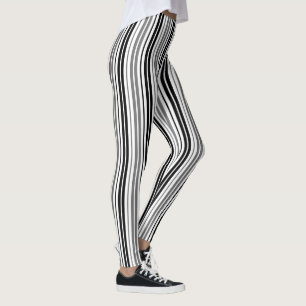 Aschgrau Schwarz Weiß Streifen Muster Leggings