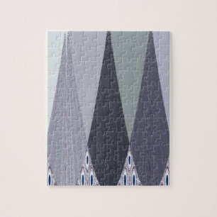 Aschgrauer Chevron-Punkte-Kunstprint Puzzle