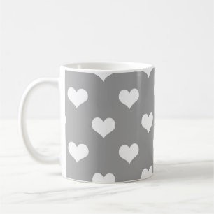 Aschgraues Liebesherz-Musterdesign Kaffeetasse
