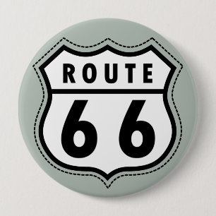 Aschgraues Route 66 Verkehrsschild Button