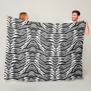 Aschgraues Tigerfell-Musterdesign Fleecedecke