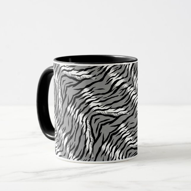 Aschgraues Tigermuster-Design  Tasse (Vorderseite Links)