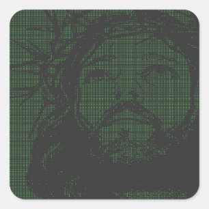 ASCII Art Jesus Dornenkrone Johannes 19:30 Quadratischer Aufkleber