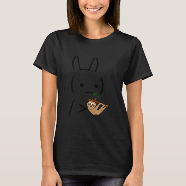 Ascii Bunny Rabbit Holding A Sloth T-Shirt (Vorderseite)