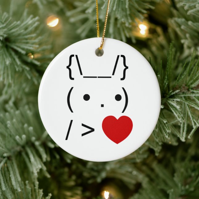 ASCII Text Art Bunny Rabbit geben Herz Keramik Ornament (Baum)