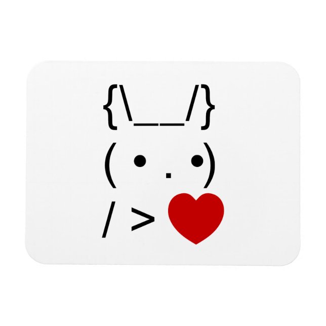 ASCII Text Art Bunny Rabbit geben Herz Magnet (Horizontal)