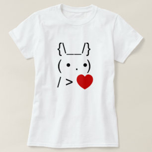 ASCII Text Art Bunny Rabbit geben Herz T-Shirt