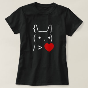 ASCII Text Art Bunny Rabbit geben Herz T-Shirt
