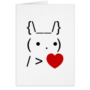 ASCII Text Art Bunny Rabbit Give Heft Card