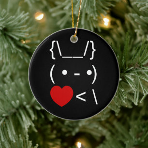 ASCII Text Art Bunny Rabbit Mitnehmen Keramik Ornament