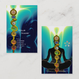 ASCLEPIUS,7 CHAKRAS YOGA LOTUS POSE Blau Visitenkarte