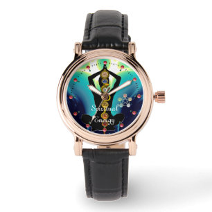 ASCLEPIUS-7-SCHAKRAS, YOGA LOTUS-POSE Blau Armbanduhr