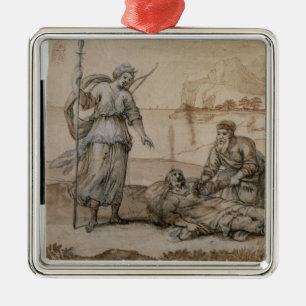 Asclepius, das Hippolytus wieder belebt (Stift u. Silbernes Ornament