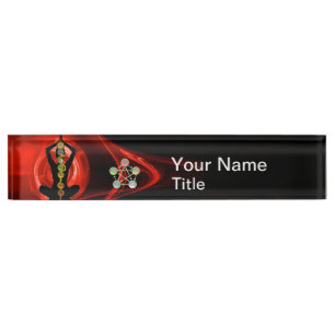 ASCLEPIUS-STRECKE,7 CHAKRAS,YOGA LOTUS-POSE Rot Namensplakette