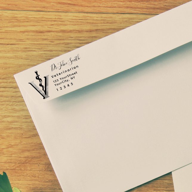 Asclepius Veterinary Modern Script Rücksendeadress Permastempel (Von Creator hochgeladen)