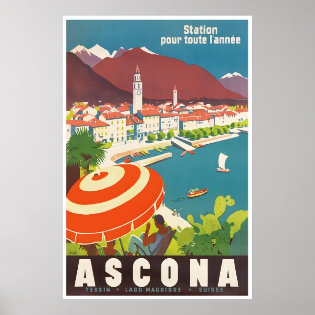 Ascona-Reiseposter Schweiz Kunst Schweizer Geschen Poster (Vorne)