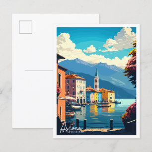 Ascona Schweiz Vintage Illustration Postkarte