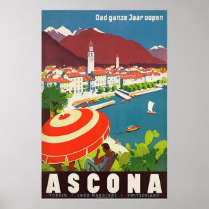 Ascona Schweiz Vintage-Reiseposter Poster