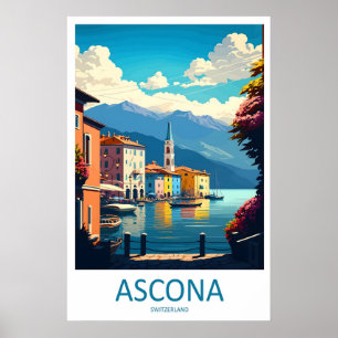 Ascona Vintage Reiseposter Ski Nationalpark Poster