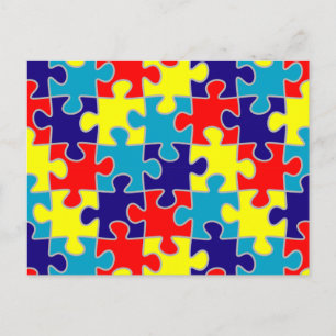 ASD Asperger Autismus-Bewusstsein Puzzle-Muster Postkarte