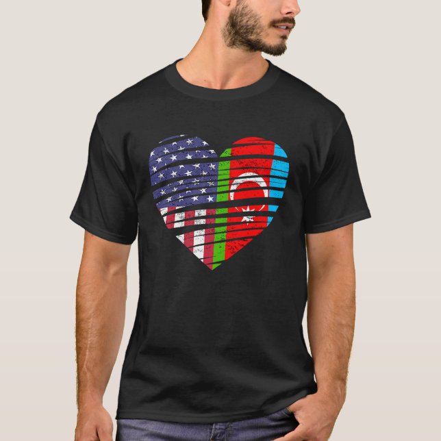 Aserbaidschan American Grown Heart USA Patriot Her T-Shirt (Vorderseite)
