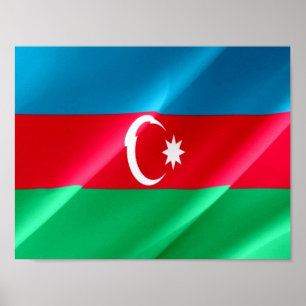 Aserbaidschan - Flag Wave - Poster