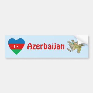 Aserbaidschan-Flagge Herz + Karte Aufkleber Autoaufkleber